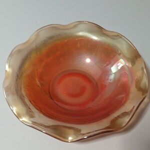 Vintage Floragold Louisa Ruffled Bowl Carnival Glass Dish